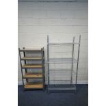 A PAIR OF VOGUE FOUR TIER WIRE SHELVING UNIT, width 92cm x depth 46cm x height 185cm, along with