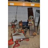 A SERIES OF BELT DRIVEN TOOLS including a Minorette multi tool (incomplete), a small lathe (