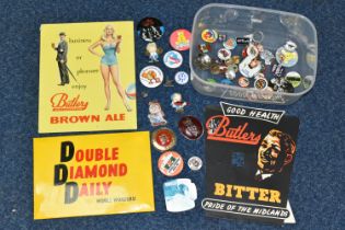 THREE VINTAGE 1950'S BEER RELATED POINT OF SALE ADVERTISING DISPLAY SIGNS, 'Double Diamond