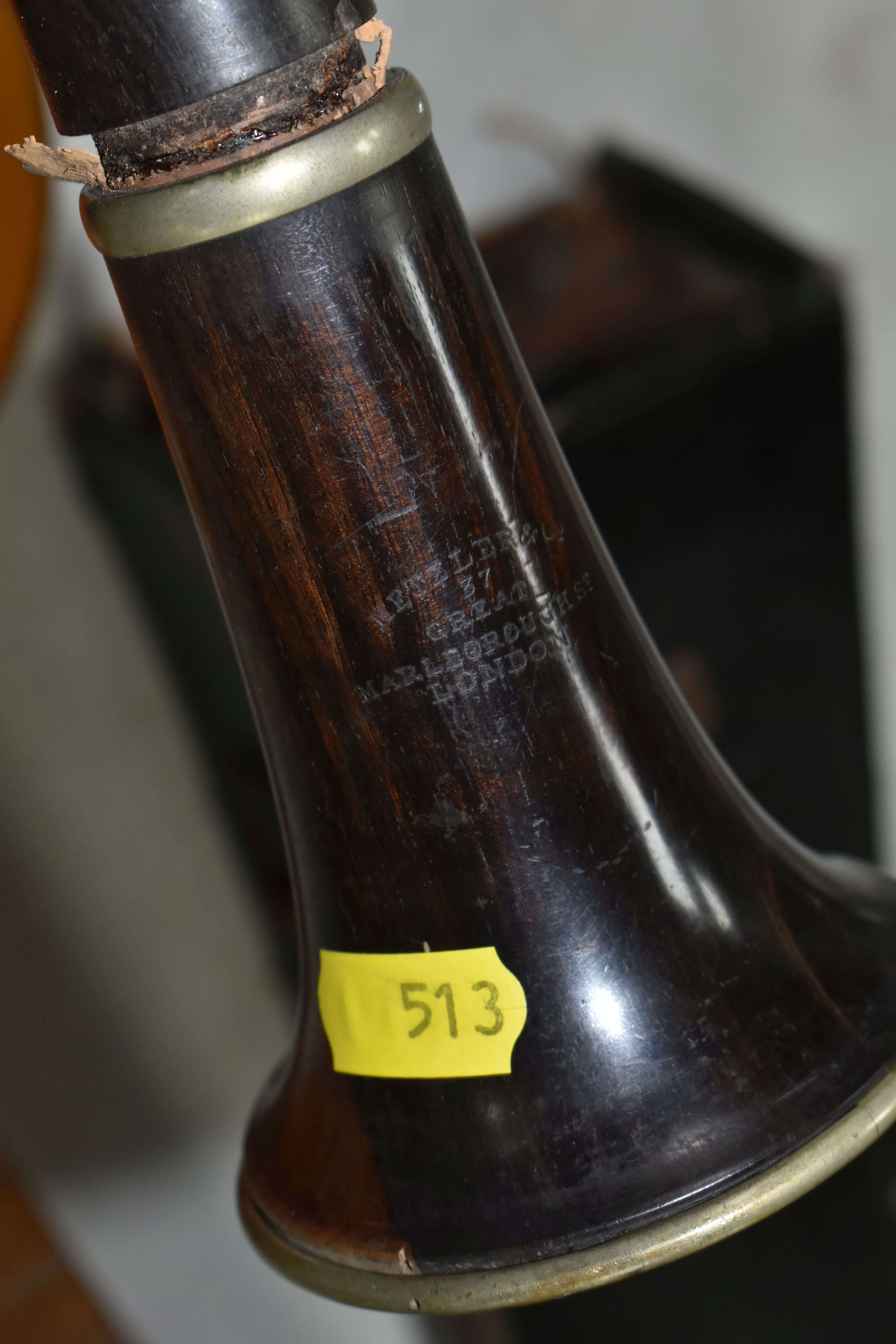 A METZLER & CO OF LONDON WOODEN CLARINET, makers name stamped to the two lower sections, length - Image 12 of 12