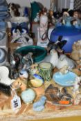 A GROUP OF FIGURES AND OTHER CERAMICS, to include a Beswick Lakeland Terrier no 2448, a Beswick Wren