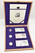 HER MAJESTY'S GOLDEN JUBILEE CROWN AND BANKNOTE CASED COLLECTION, to include Five, Ten and Twenty
