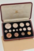 A 15 COIN SPECIMEN PROOF YEAR SET 1937, Crown-Farthing, Maundy 4d-1d, excellent condition
