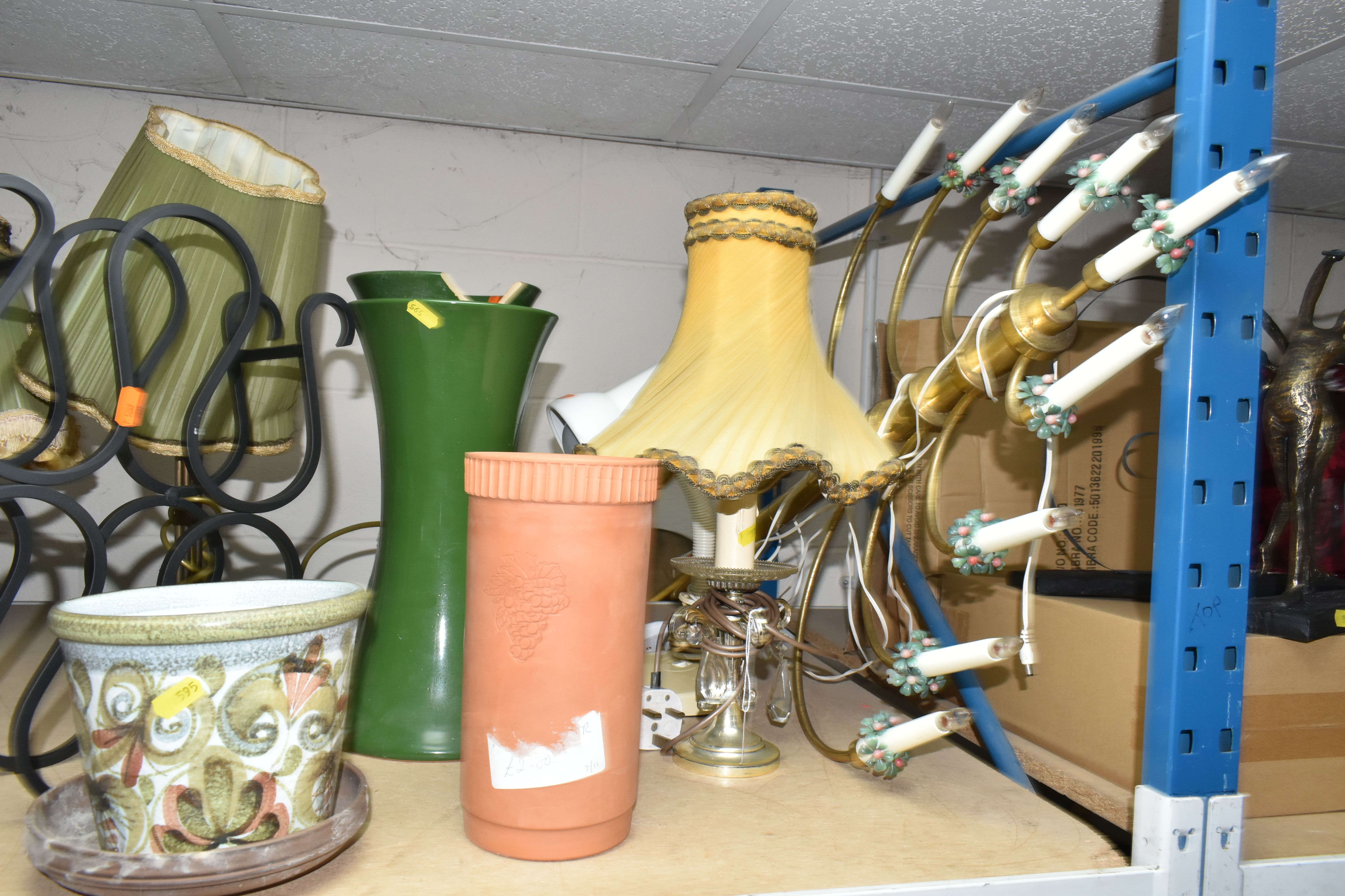 A GROUP OF TABLE LAMPS, VASES AND WINE RACKS, to include a Denby 'Memories' pattern table lamp and - Image 2 of 6