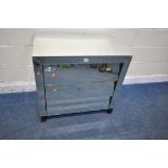 A MODERN MIRRORED CHEST OF THREE DRAWERS, width 82cm x depth 51cm x height 77cm (condition report: