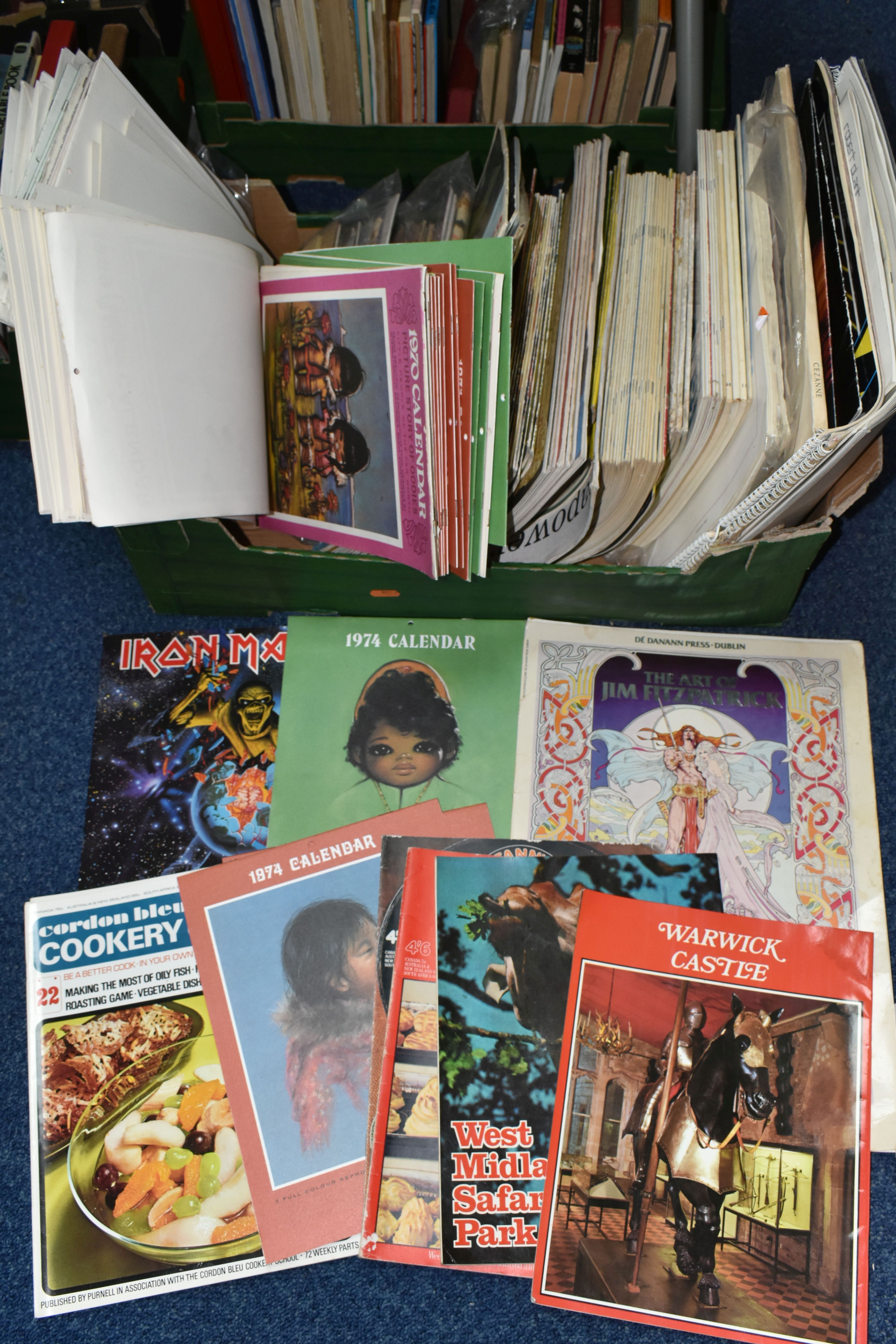 FOUR BOXES OF BOOKS, MAGAZINES & EPHEMERA, to include postcards, greetings cards, badges, calendars, - Image 13 of 13