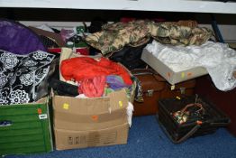 FIVE BOXES AND LOOSE CLOTHING AND ACCESSORIES ETC, to include two boxes of fancy dress items,