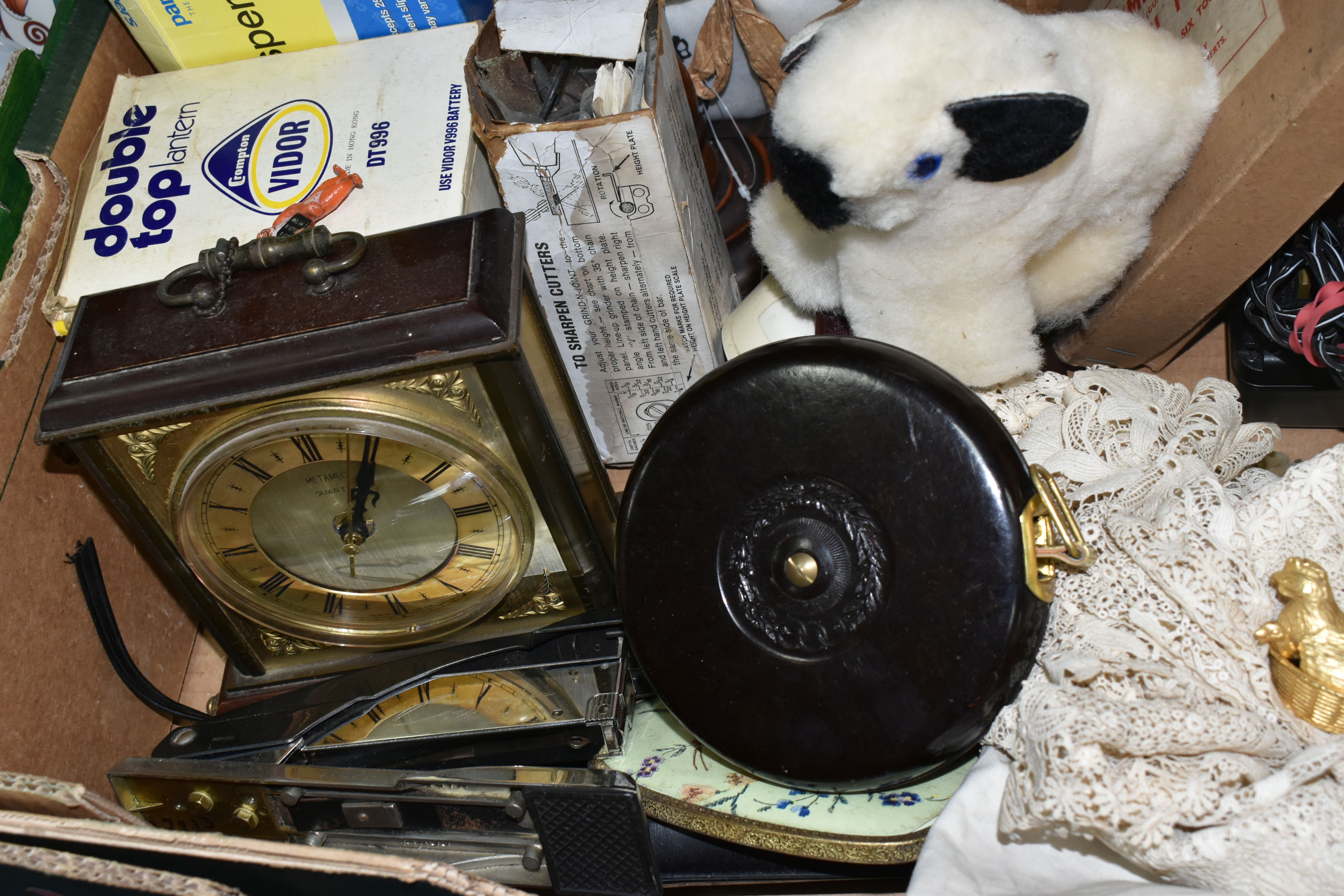 THREE BOXES, A BASKET AND LOOSE SUNDRY ITEMS, to include a boxed 'Mitor' No 88 Plough Plane, an - Image 4 of 9