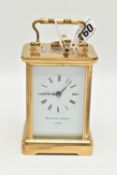 A 'MATTHEW NORMAN' CARRIAGE CLOCK, key wound, white Roman numeral dial signed 'Matthew Norman,