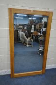 A LARGE SOLID OAK RECTANGULAR MIRROR, 170cm x 100cm (condition report: overall good condition)