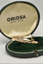 A LADY'S ORIOSA WRISTWATCH, strap designed as a hinged bangle with central safety chain with