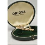 A LADY'S ORIOSA WRISTWATCH, strap designed as a hinged bangle with central safety chain with