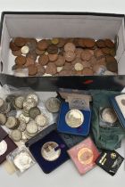 A SHOE BOX OF UK COINAGE, to include 1894-1895 worn Crown coins, over 500 grams of Pre 1947 mainly