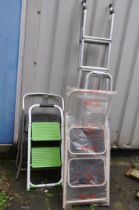TWO ALUMINIUM STEP LADDERS and three steel steps (5)