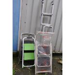 TWO ALUMINIUM STEP LADDERS and three steel steps (5)