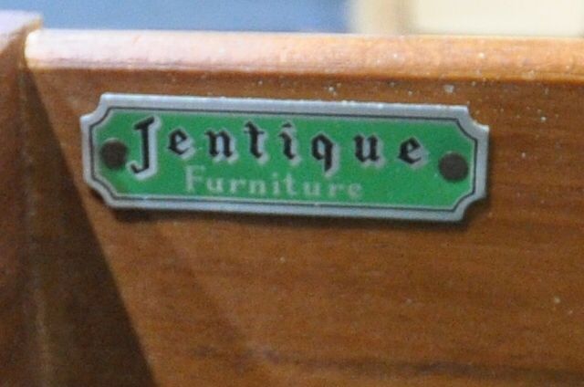A MID CENTURY JENTIQUE TEAK SIDEBOARD, with three drawers, two cupboard doors and a fall front door, - Image 6 of 6