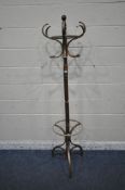 A 20TH CENTURY BENTWOOD COAT/HAT STAND, height 183cm (condition report: marks and sun bleaching)