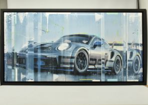 KRIS HARDY (BRITISH 1978) 'PORSCHE 911 III', a contemporary depiction of a speeding supercar, signed