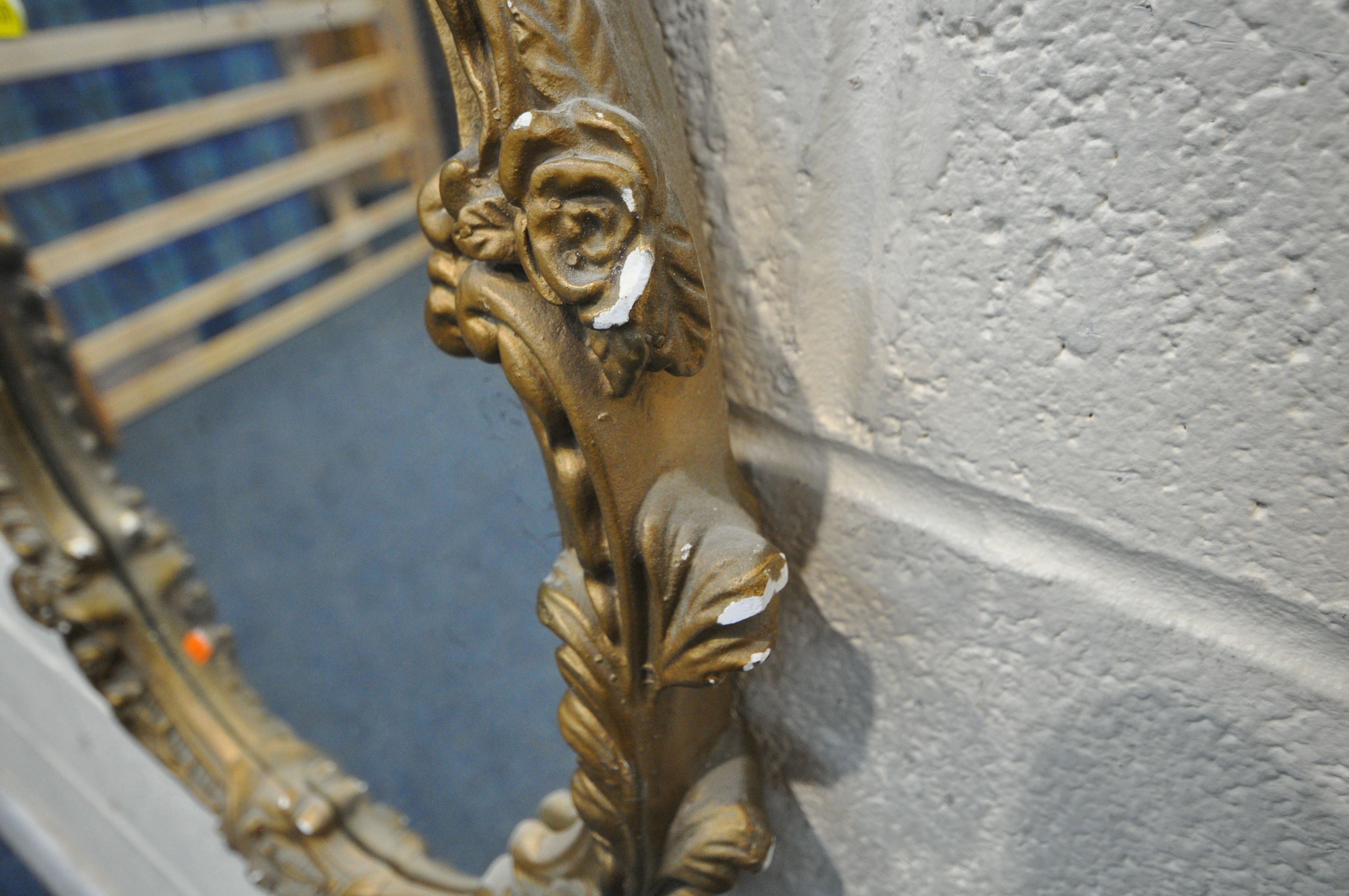 FOUR VARIOUS GILT WALL MIRRORS, two include a circular bevelled edge wall mirror, with foliate - Image 5 of 5