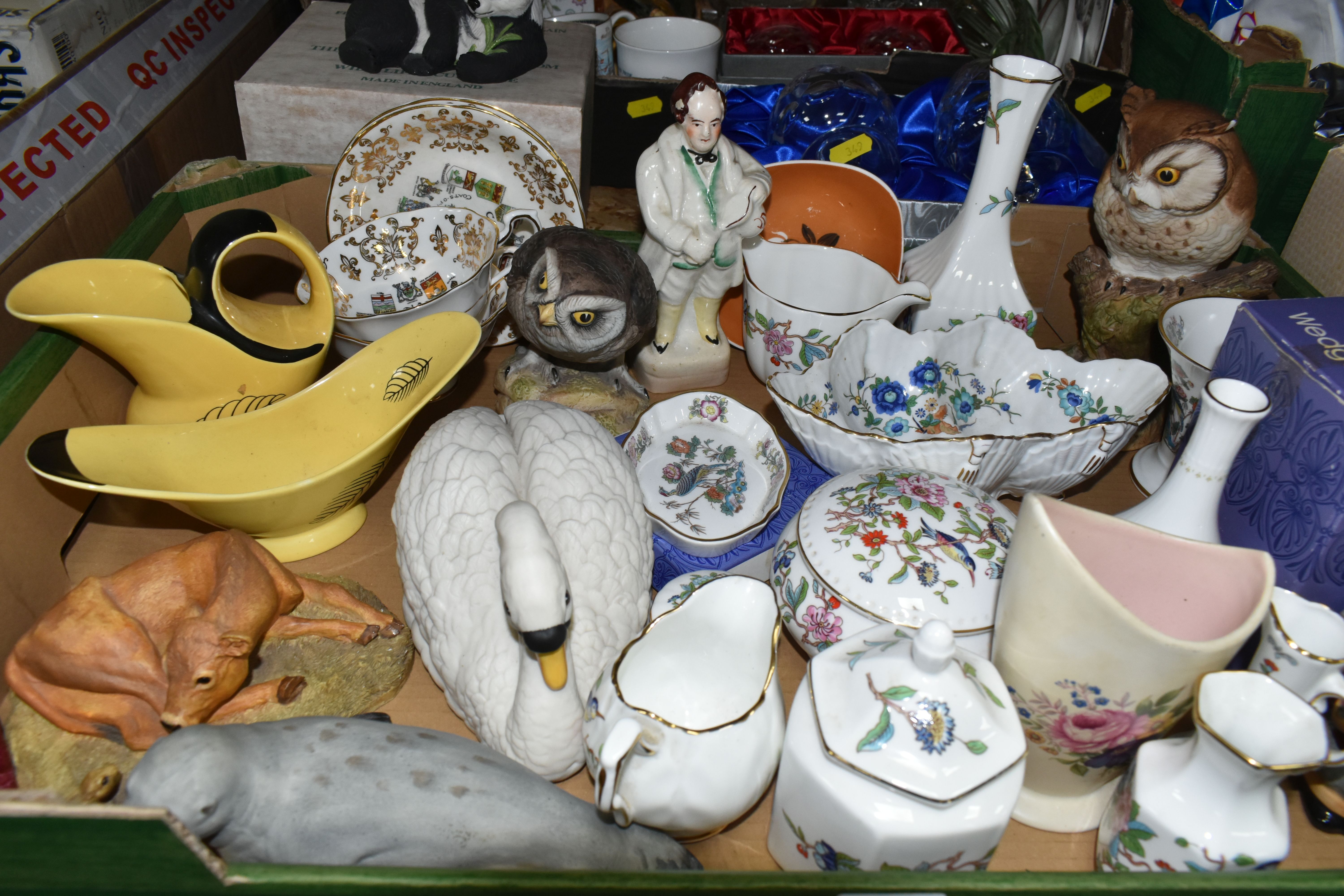 TWO BOXES AND LOOSE CERAMICS AND GLASS WARE, to include a nineteenth century Staffordshire figure of - Bild 2 aus 8