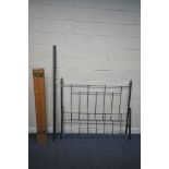A SLATE GREY TUBULAR METAL 5FT BEDSTEAD, with side rails, later slats and a bag of bolts (
