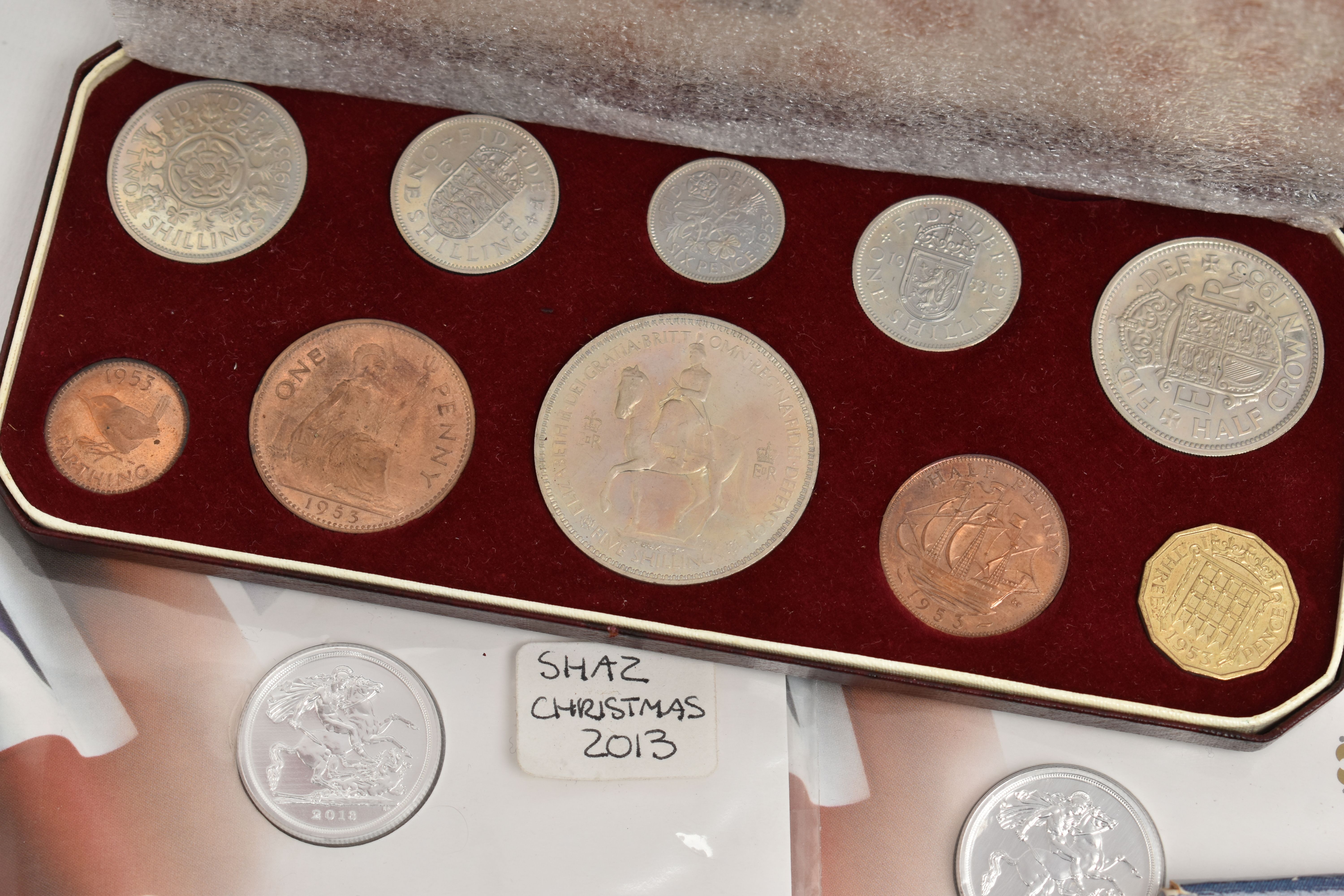 A RED BOX OF ROYAL MINT SILVER AND SILVER PROOF COINS TO INCLUDE 17 BRITANNIA COINS (Some with - Image 2 of 14