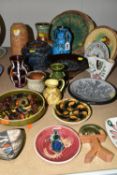 A GROUP OF LATE 19TH CENTURY CERAMICS AND STUDIO POTTERY, ETC, including glazed terracotta