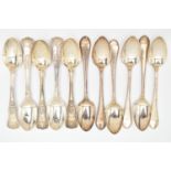 TWO SETS OF MID VICTORIAN SILVER TEASPOONS, to include a set of six Scottish silver teaspoons with