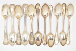 TWO SETS OF MID VICTORIAN SILVER TEASPOONS, to include a set of six Scottish silver teaspoons with