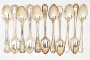 TWO SETS OF MID VICTORIAN SILVER TEASPOONS, to include a set of six Scottish silver teaspoons with