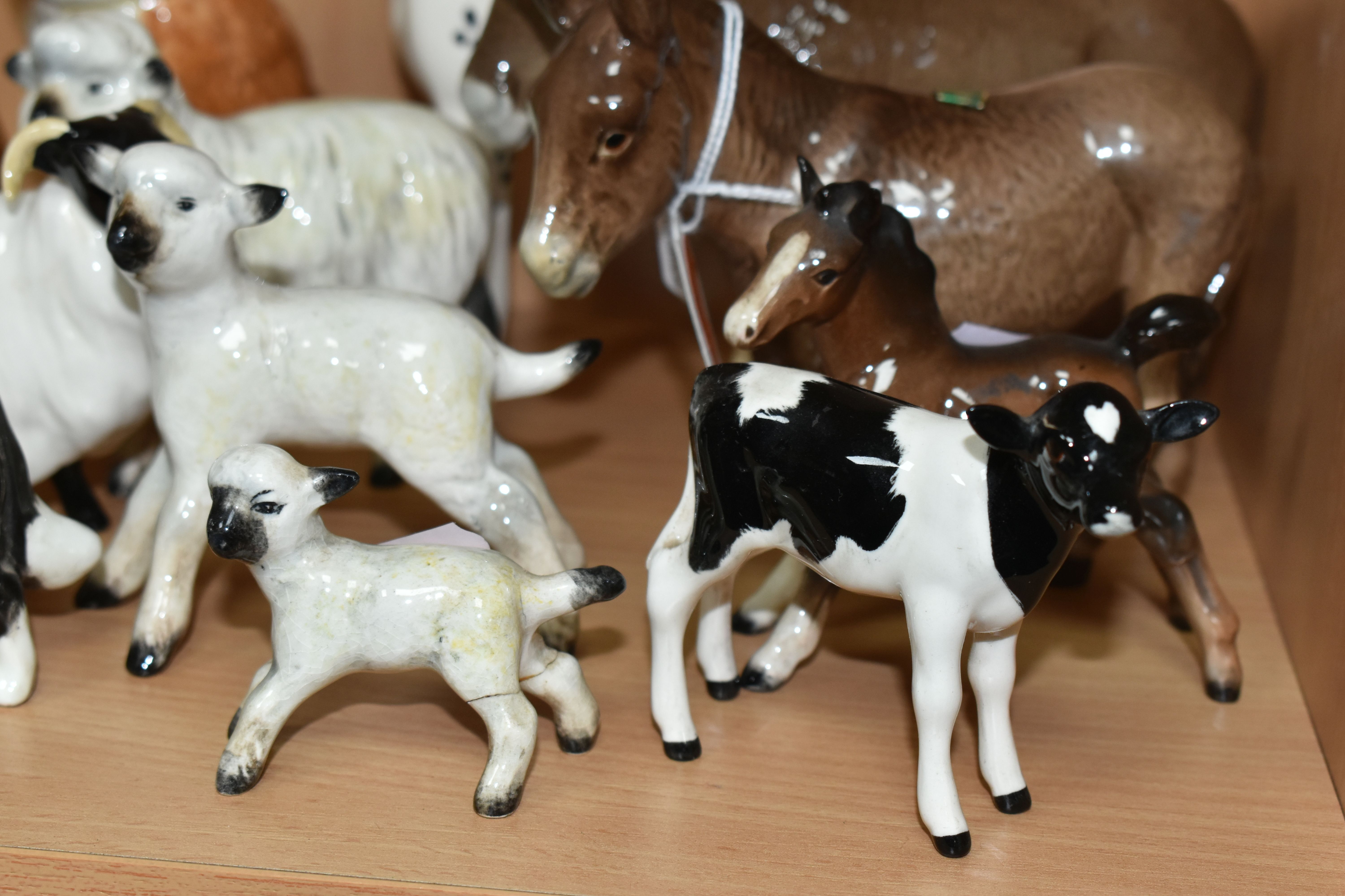 A GROUP OF BESWICK ANIMALS, comprising two donkeys, Donkey foal, height 11cm and Donkey no.2267A, - Image 3 of 10