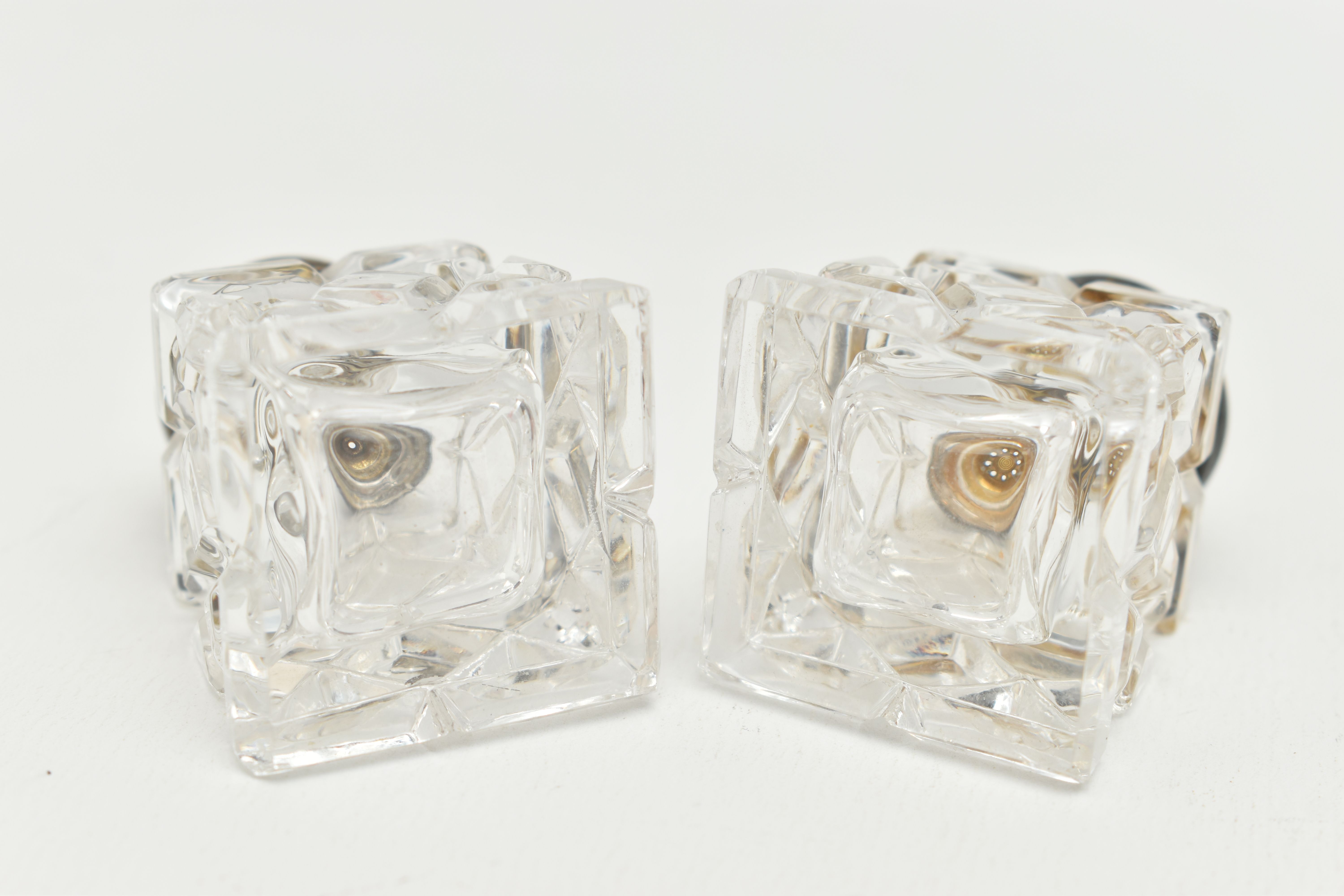 A PAIR OF NORWEGIAN SALT AND PEPPER SHAKERS, two glass shakers, fitted with white metal and white - Image 4 of 4