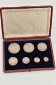 AN 1887 VICTORIA JUBILEE UK CASED PROOF COIN SET OF COINS, seven coins from Crown to 3d (Crown