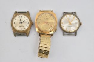 THREE GENTS WATCHES, to include a manual wind 'Lucerne' watch head, approximate case width 34.2mm,
