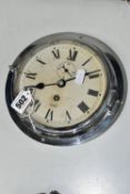 AN EARLY 20TH CENTURY CHROME CASED SESTREL WALL CLOCK, painted dial, Roman numerals, subsidiary