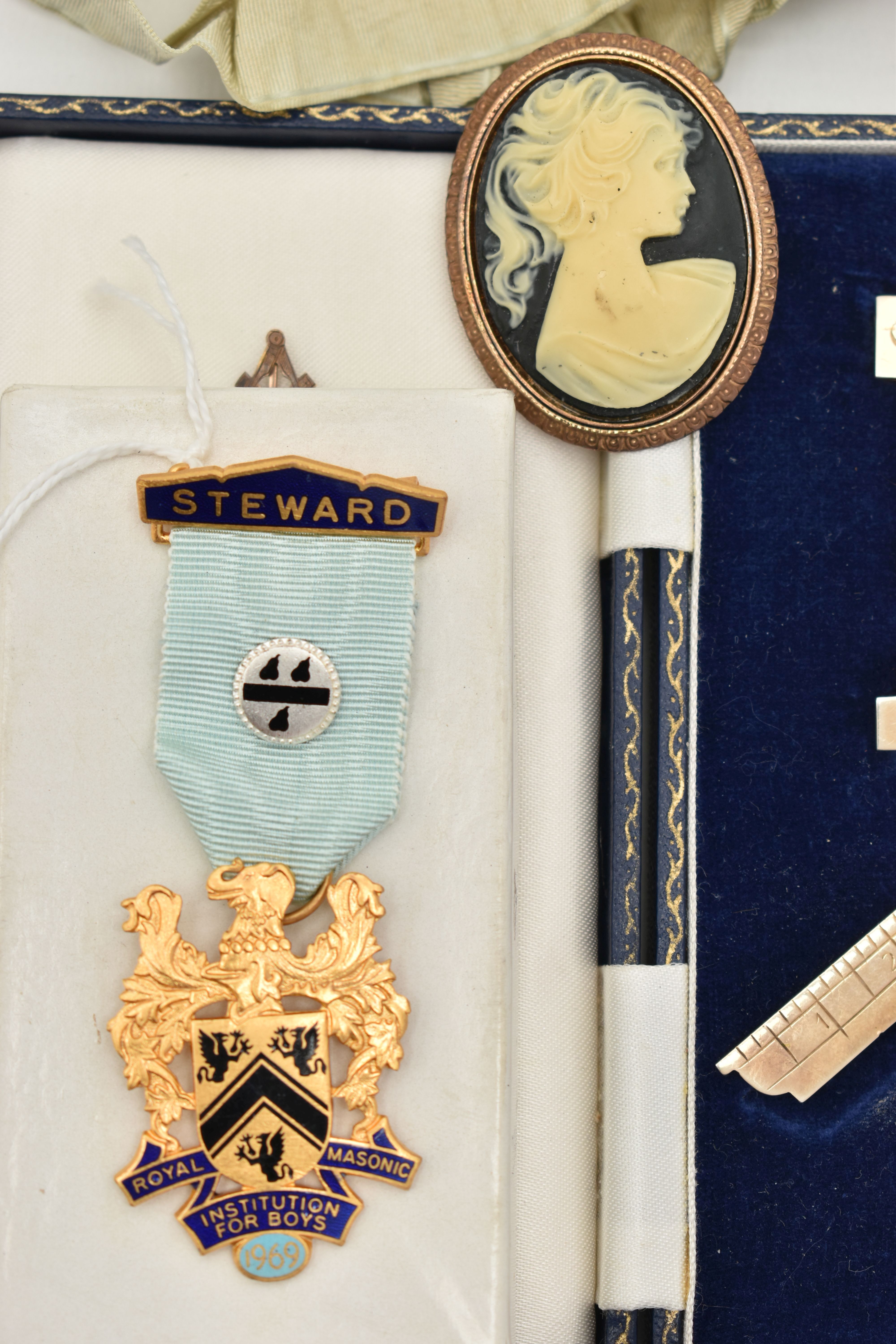 FOUR MASONIC ITEMS, to include a silver Irish Masonic past masters jewel suspended from ribbon, - Image 4 of 6