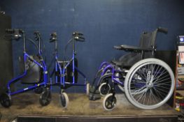 AN ACTION 3 XPRESS FOLDING WHEEL CHAIR with two footrests and two Days Mobility Travelators (3)