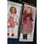 A BOXED RUTH TREFFEISEN VINYL COLLECTORS DOLL, with swing tag, height approx. 75cm with a boxed Luna