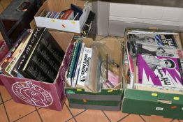 TWO RECORD CASES AND FIVE BOXES OF RECORDS, SHEET MUSIC, CDS ETC, the LPs include Meatloaf (Bat