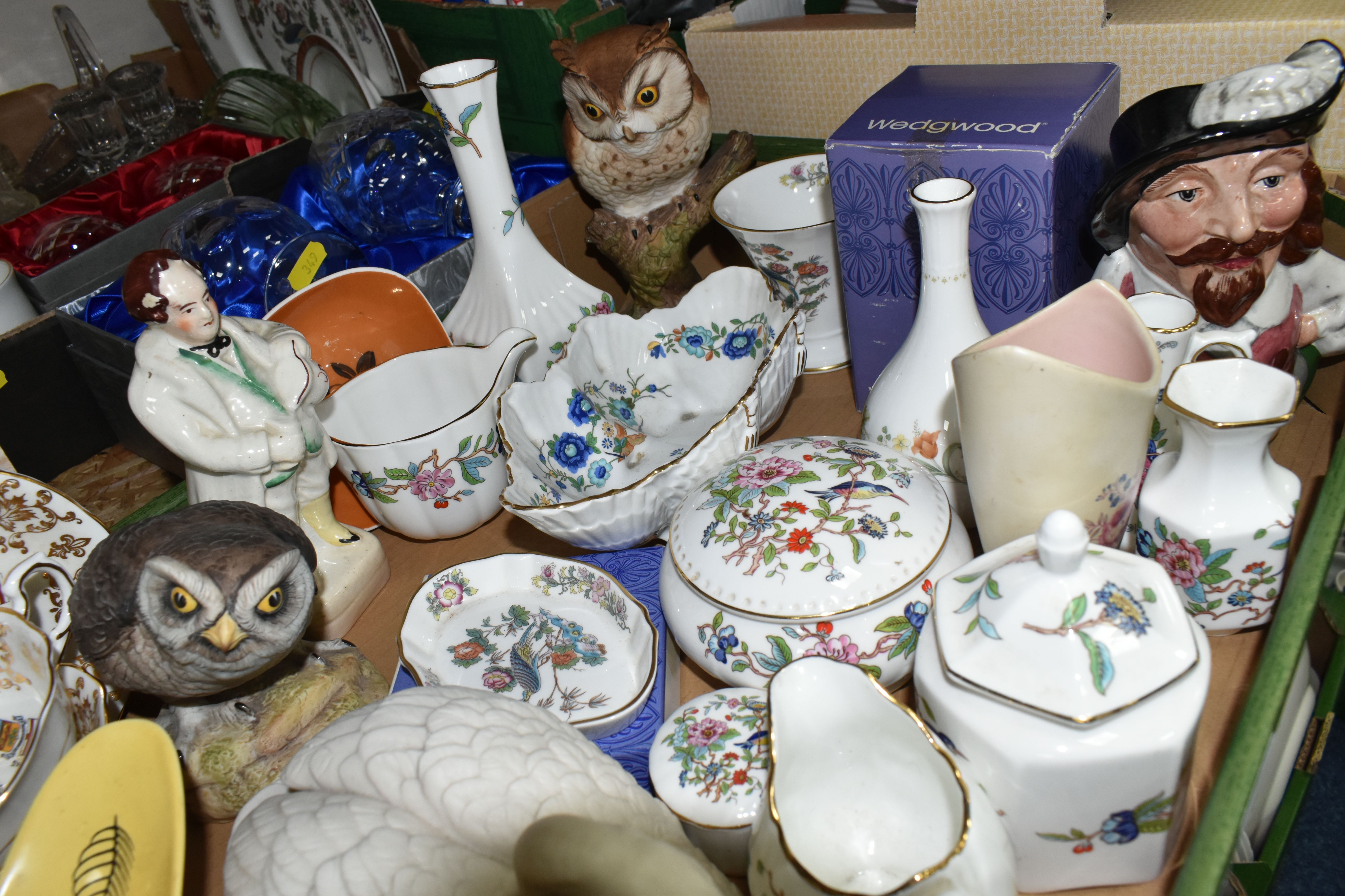 TWO BOXES AND LOOSE CERAMICS AND GLASS WARE, to include a nineteenth century Staffordshire figure of - Bild 4 aus 8