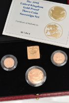 THE 1995 UNITED KINGDOM GOLD PROOF THREE COIN SOVEREIGN SET, to include a Double Sovereign,