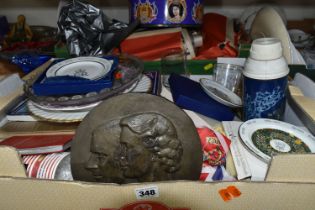 TWO BOXES OF ROYAL COMMEMORATIVE ITEMS, to include newspapers and magazine cuttings, ceramics,