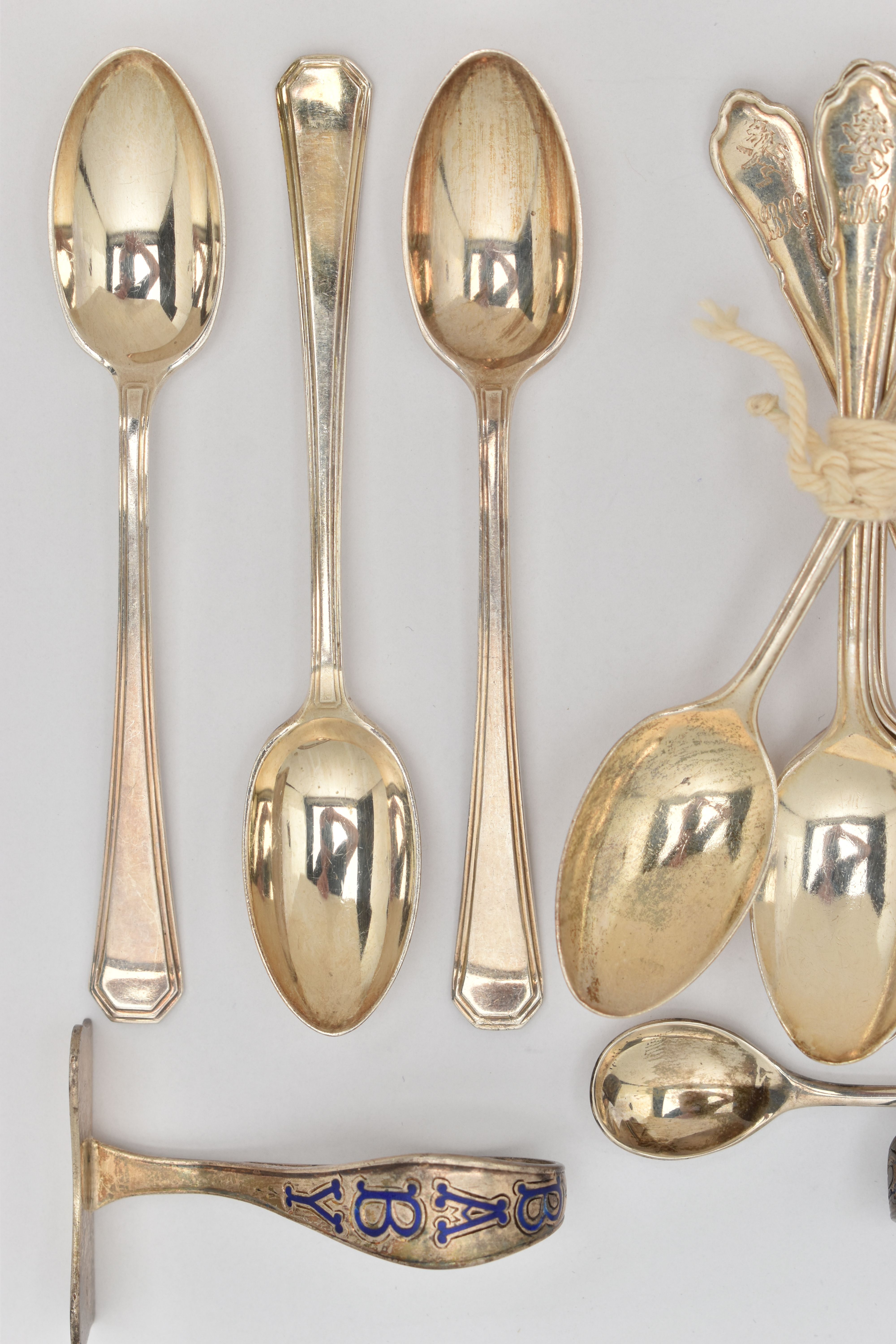 A SELECTION OF SILVER FLATWARE, to include a set of six Mappin & Webb coffee spoons, hallmark for - Image 3 of 4