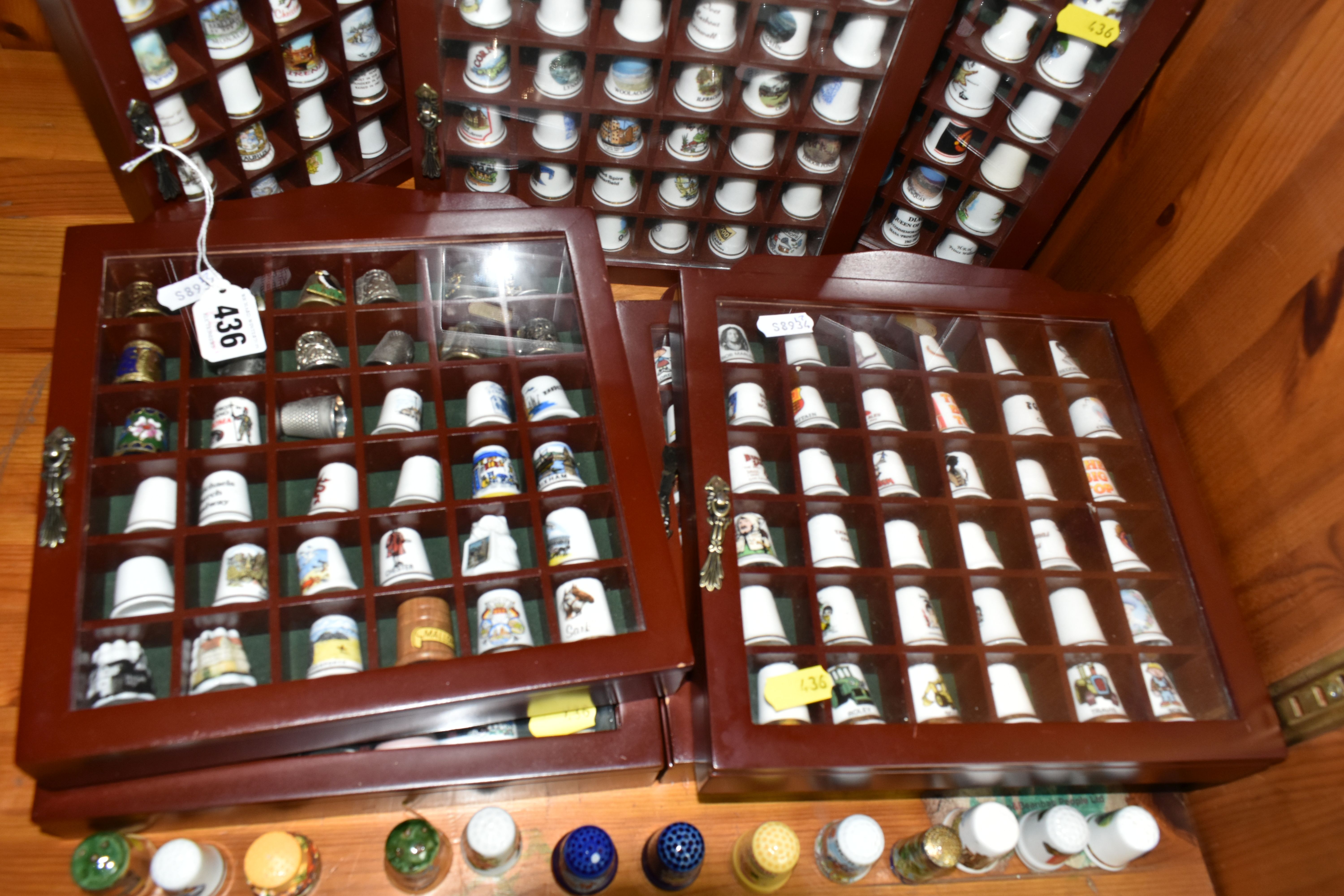 A COLLECTION OF THIMBLES, comprising seven wooden display cabinets and approximately four hundred - Image 2 of 6