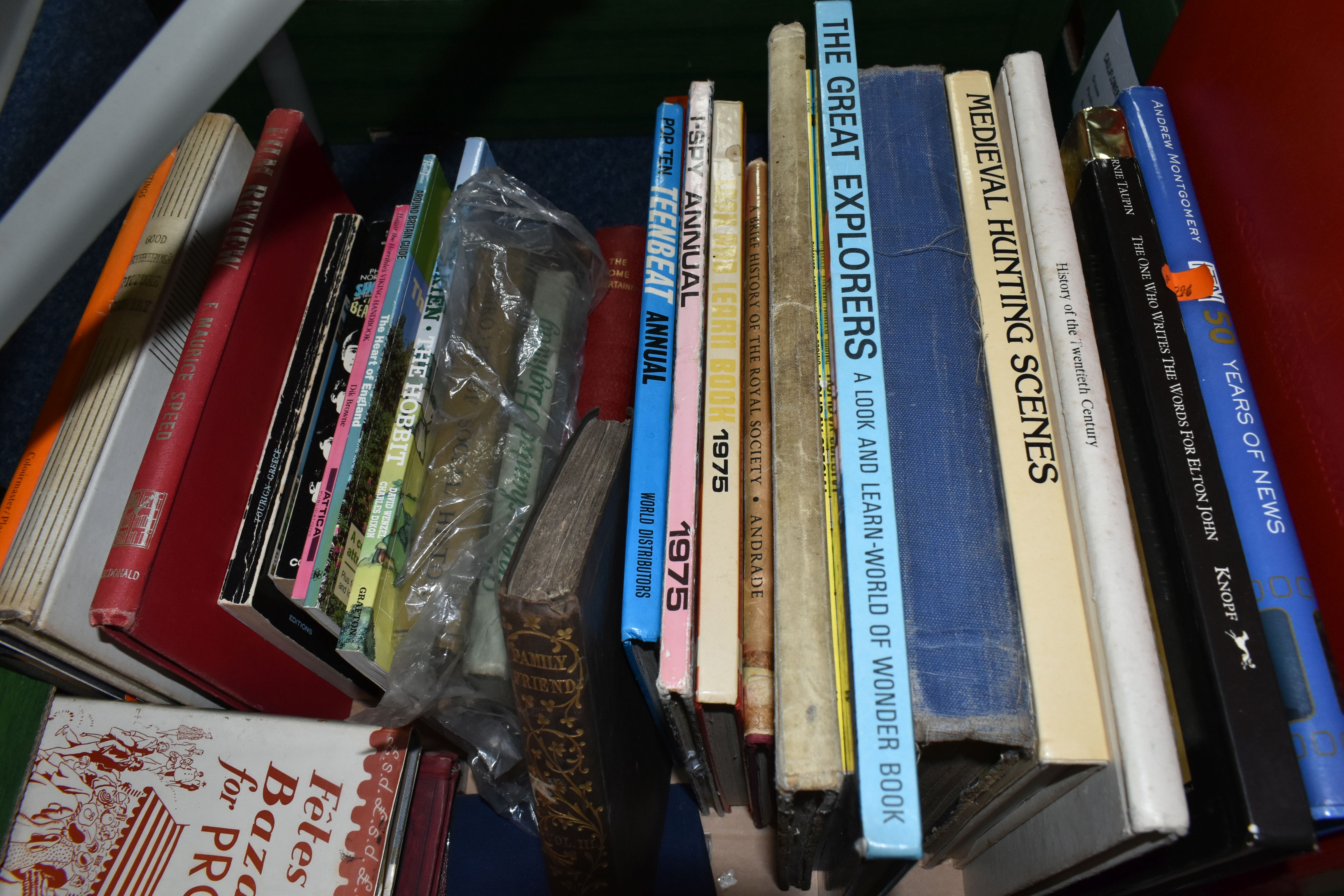 FOUR BOXES OF BOOKS, MAGAZINES & EPHEMERA, to include postcards, greetings cards, badges, calendars, - Image 8 of 13