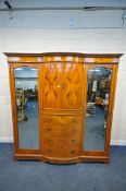 A LATE 19TH CENTURY SHERATON STYLE SATINWOOD AND MARQUETRY INLAID COMPACTUM WARDROBE, the two
