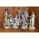 SIX CAPODIMONTE PORCELAIN FIGURAL GROUPS, comprising an Italian group of children dancing around a