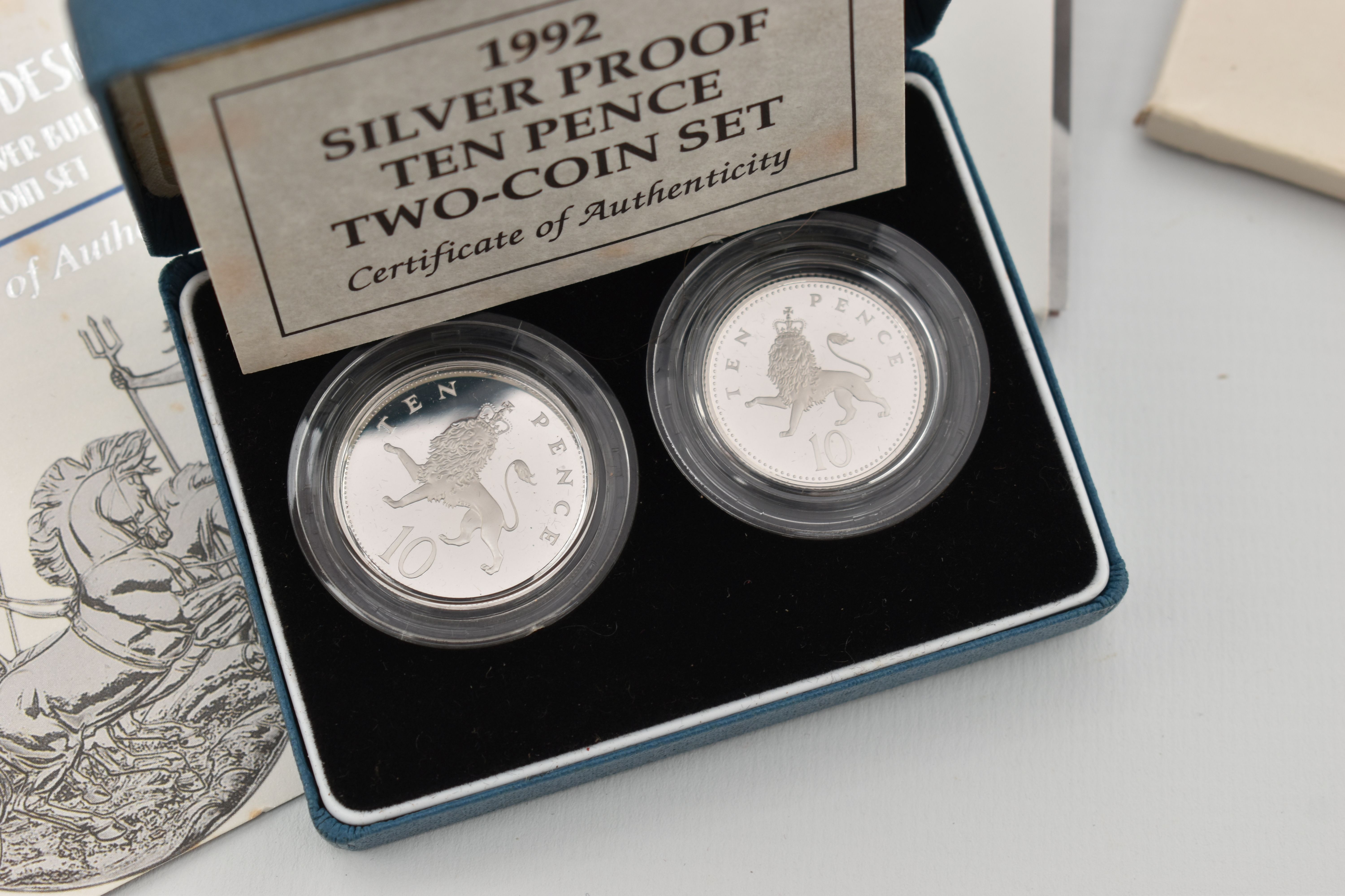 A RED BOX OF ROYAL MINT SILVER AND SILVER PROOF COINS TO INCLUDE 17 BRITANNIA COINS (Some with - Image 6 of 14