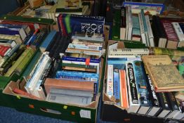 FIVE BOXES OF ASSORTED BOOKS, mostly hardback books to include fourteen volumes of The New
