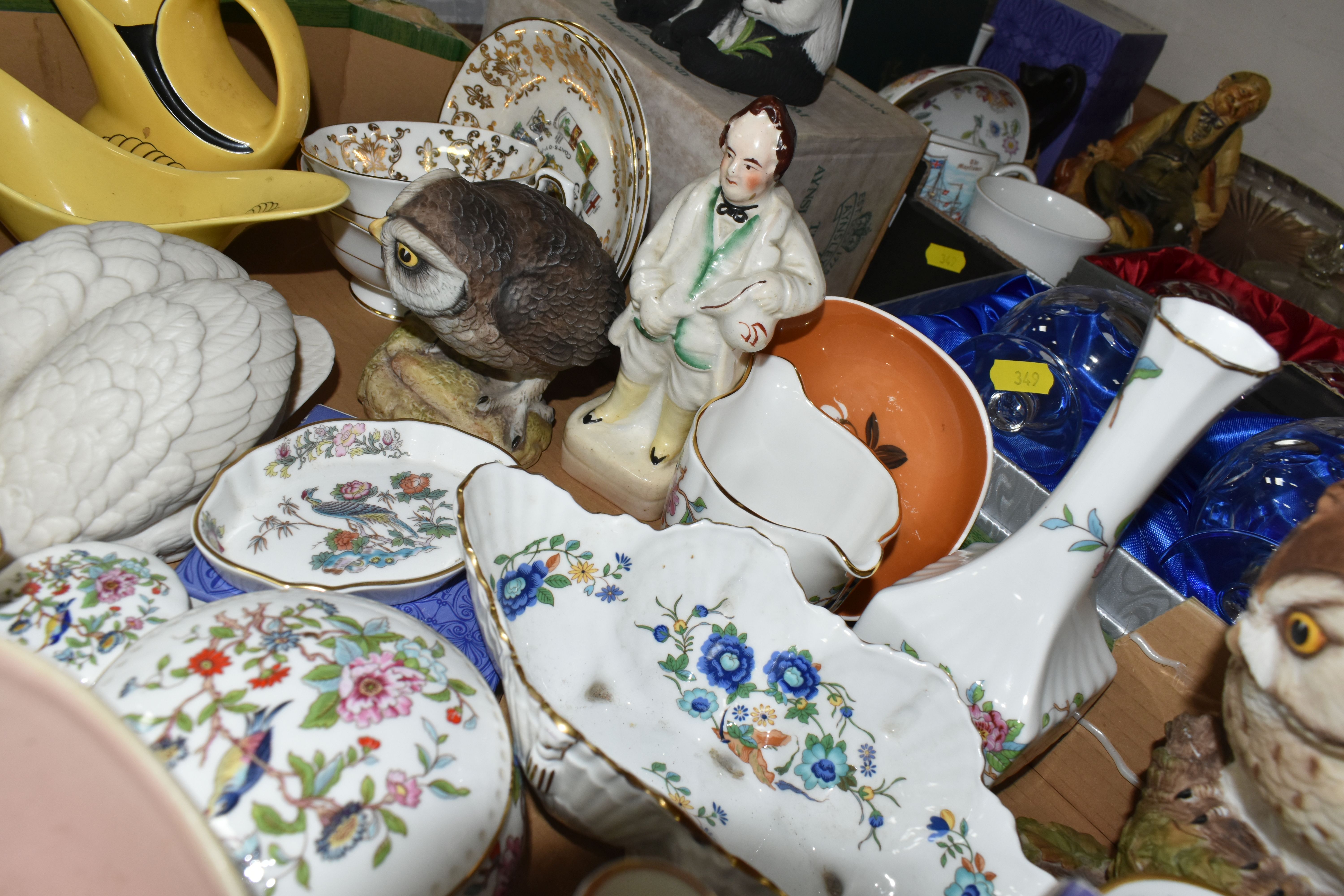 TWO BOXES AND LOOSE CERAMICS AND GLASS WARE, to include a nineteenth century Staffordshire figure of - Bild 3 aus 8